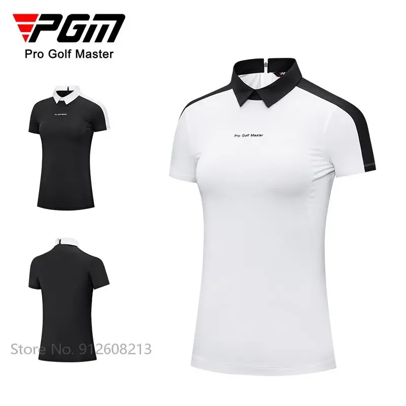 PGM Women\'s Clothing Summer Golf Sports T-shirts Ladies Short-sleeved Polo Shirt Breathable Quick-dry Tops Slim Leisure Wear