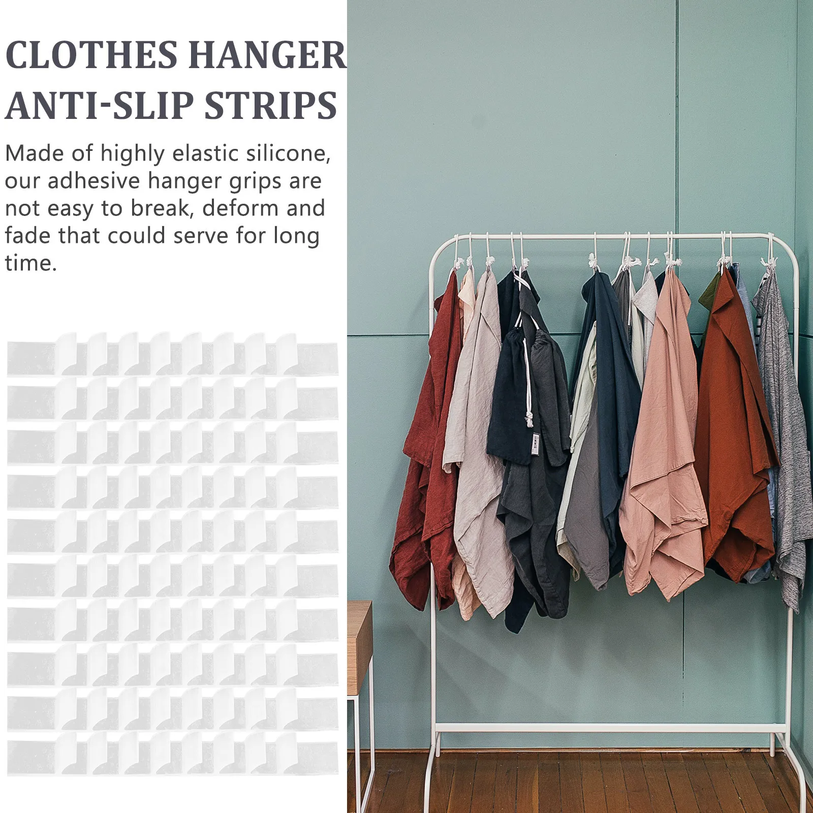 

Silicone Anti-slip Hanger Strips for Clothing Hangers Home Supplies Closet Organization No Adhesive Stickers Long-lasting
