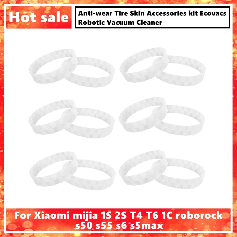 Anti-wear Tire Skin Accessories kit for Ecovacs Xiaomi mijia 1S 2S T4 T6 1C roborock s50 s55 s6 s5max Robotic Vacuum Cleaner