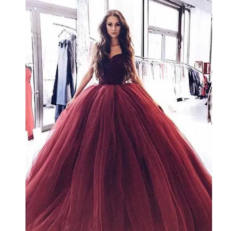 sexy sweetheart beading wine red ball gown quinceanera dresses laceup sweet 16 dress debutante prom party dress custom made 030