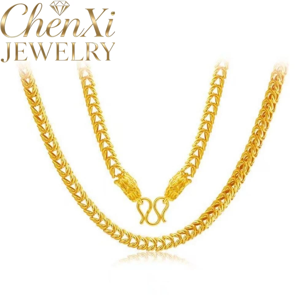 High-end Sand Gold Dragon Bone Necklace Luxury Quality Fashion Fine Jewelry Exquisite Elegant Popular Charms Mascots Gift Young 5