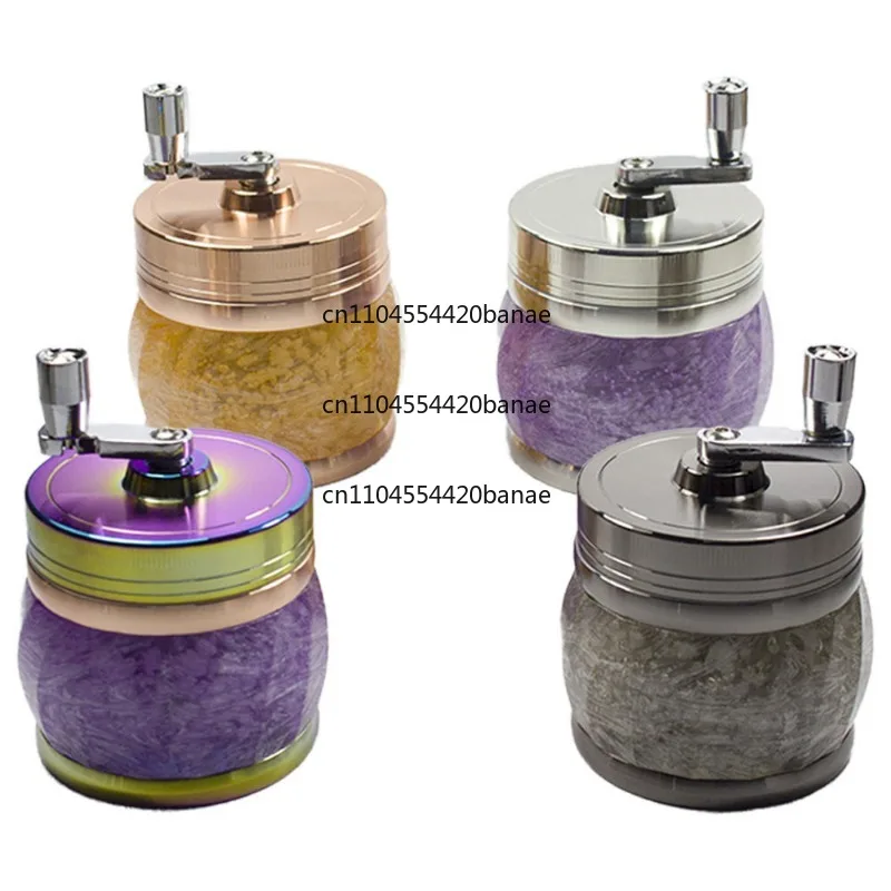 Retro textured acrylic zinc alloy hand crank cigarette grinder tobacco grinder