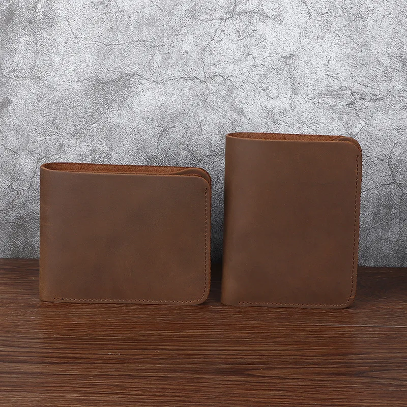 

YH3031 Retro Style Genuine Leather Wallet for Men, Horizontal and Vertical Styles, Crazy Horse Head Layered Cowhide,