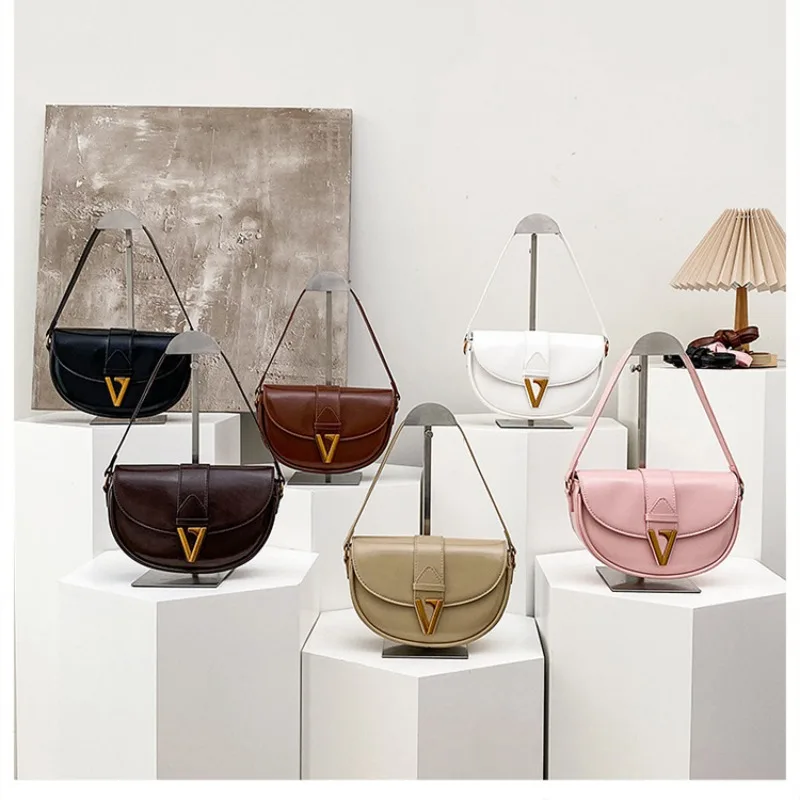 

2026 Designer Vintage Saddle Crossbody Purse - Luxury PU Leather Adjustable Tote Retro Commute & Date Bag with Detachable Strap