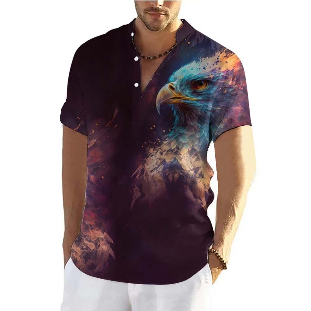 Tiger Shirts For Men T-shirts Short Sleeve Tops Animal Graphic Clothing Streetwear V-Neck Pullovers Summer Men\'s Shirt Tees 2023