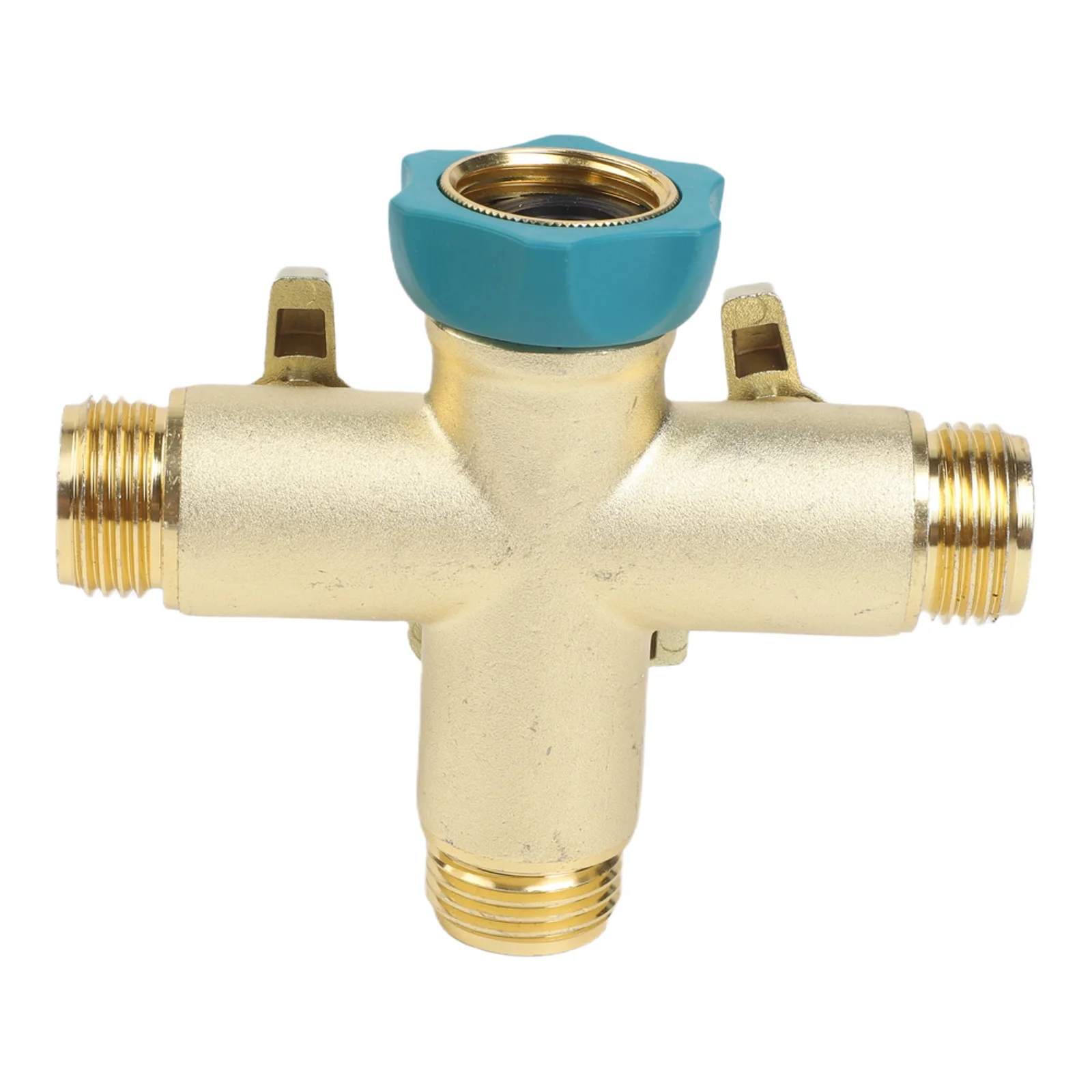 Brass 3-Way Water Splitter for Connecting Three Standard 3/4 Inch Hoses to One Faucet Without Leakage or Interference