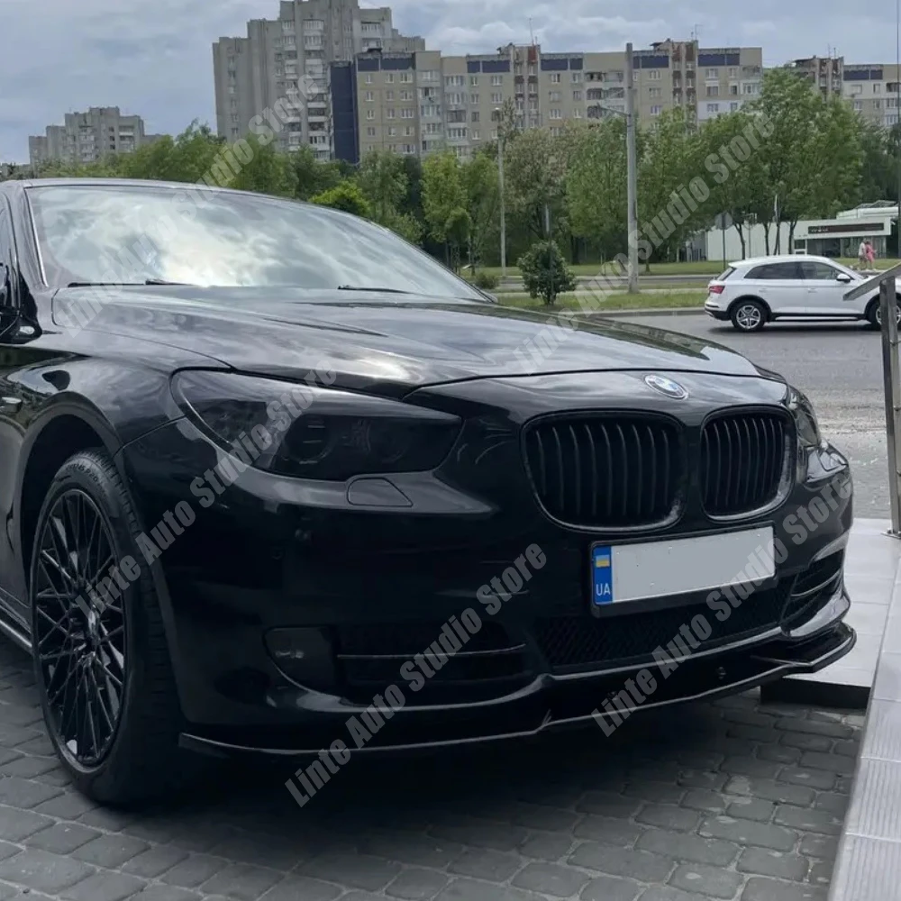 Front Bumper Splitter For BMW 5 Series GT F07 Non-M Sport 2009-2017 Diffuser Spoiler Canard Lip Retrofit 3PCS Gloss Black Tuning