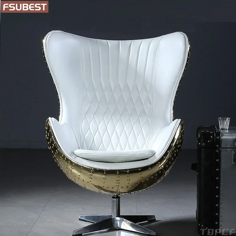 Living Room Chairs Vintage Industrial Retro Metal Swivel Aluminum Lounge Fauteuils De Salon Armchair Fauteuil Design Furniture