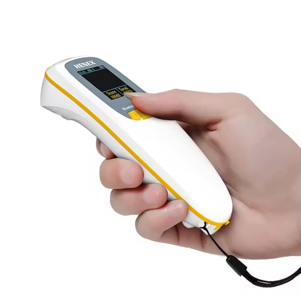 HENEX Wireless Bar Code Scanner Long Range BT Smart 2D Barcode Scanner Wireless 2D 1MP Mini Portable Handheld Scanner