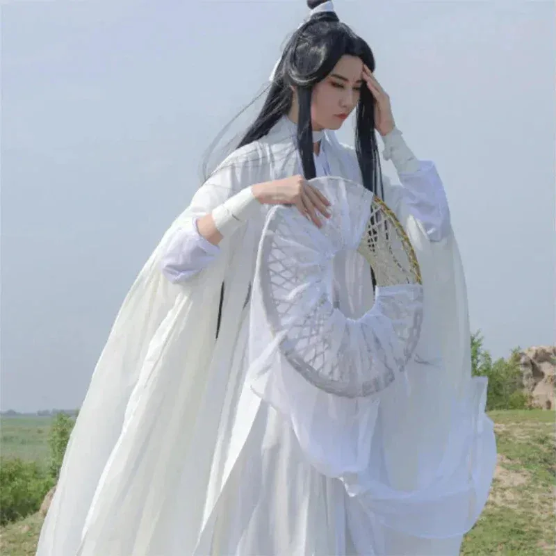 

CyXie Lian Cosplay Costume Anime Tian Guan Ci Fu Xie Lian Cosplay Wig White Han Fu Outfit Halloween Costumes for Men Women