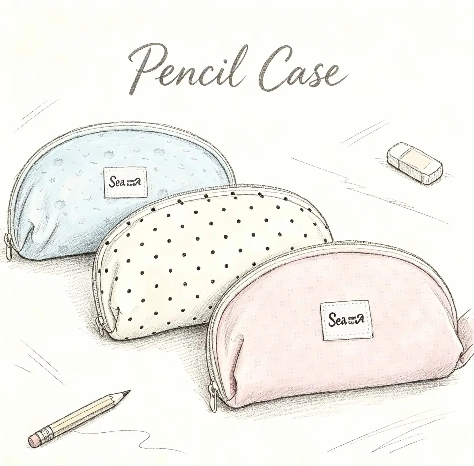 Blue Ocean Marine Creature Shell Pattern Pencil Bag,  Large Capacity Pen Pouch, Student Stationery Storage Bag back to school