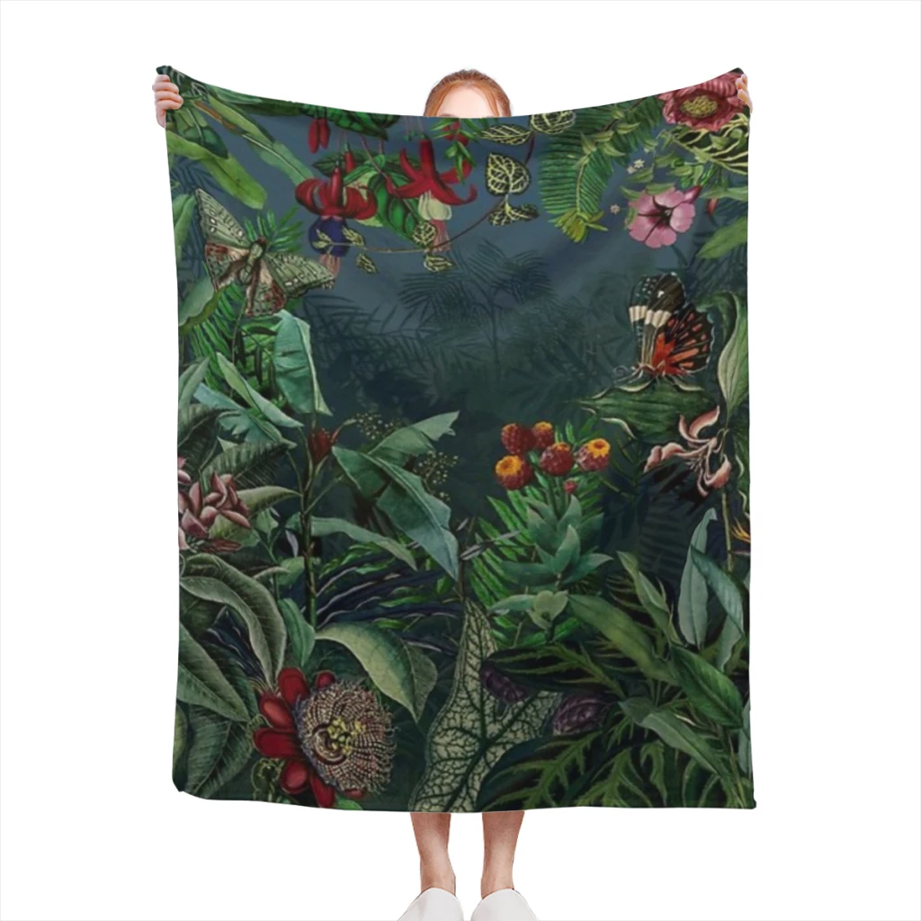 

Fluffy Baby Blanket Midnight Rainforest I Sofa Camp Nap Bedspread Cozy Flannel Blanket Bedroom Decor