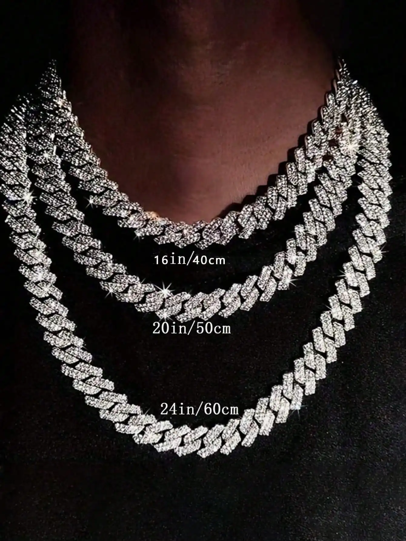 

Male Women's Adjustable Layering Bling Chain Necklace - Punk Style Multi-Layer Choker, Gothic Jewelry for Chic Everyday Styling