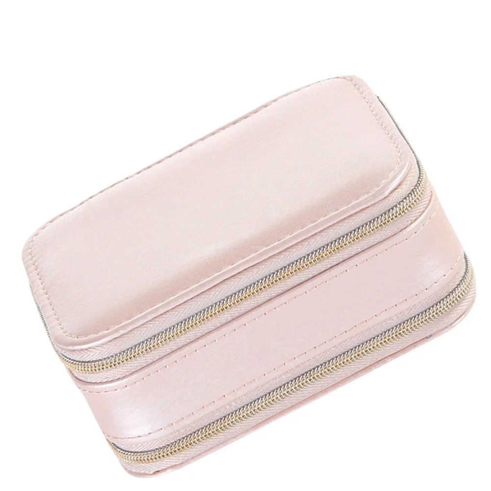 Compact PU Jewelry Storage Holder with Mirror for Necklaces Bracelets Valentine Wedding Anniversary Christmas Gifts