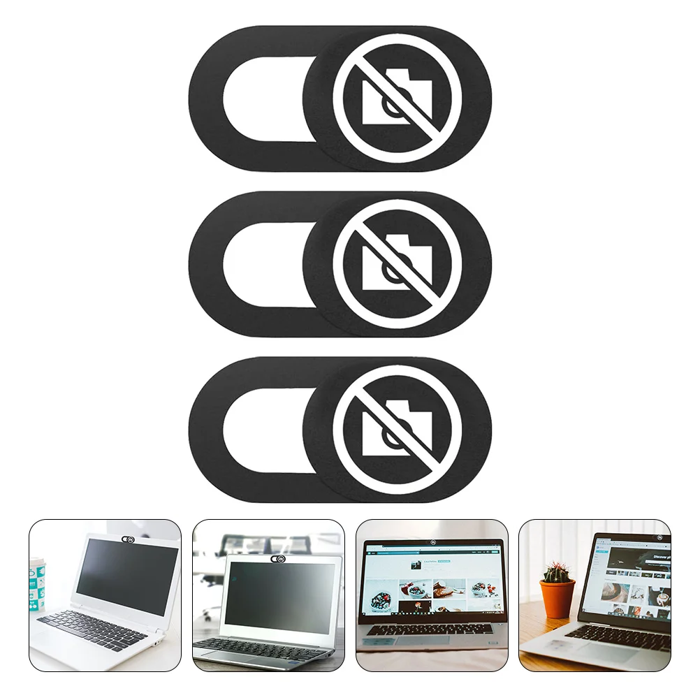 3 PCS Laptop Stand Camera Cover for Tablet Slider Computer Webcam Desktop Black