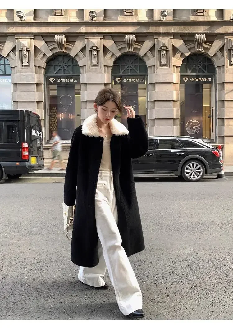 Women's Long 2024 Winter Simple High-necked Buttons Commuting Over The Knee Mao Mao Coat Long Coat