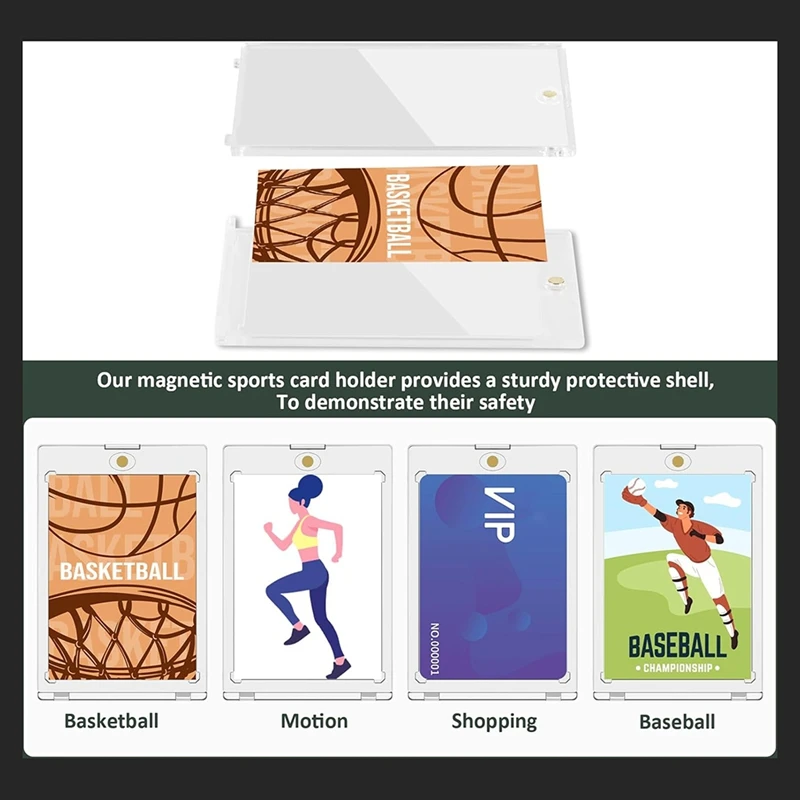 10 Pcs 130 Pt Acrylic Magneticcard Holders 4.33X2.87 Inch Card Holder Clear Card For Sports Baseball Storing Displaying