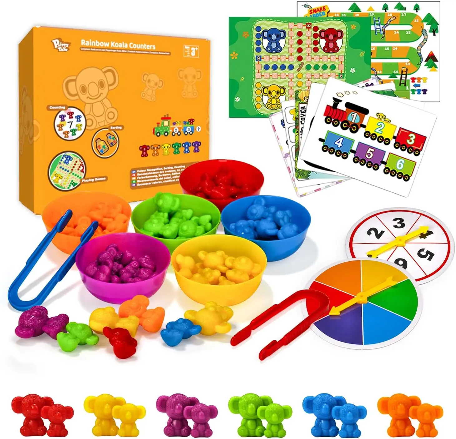 

Koala Animal Counters with Activity Cards for Snakes and Ladders, Ludo Board Games, Math Learning Manipulatives