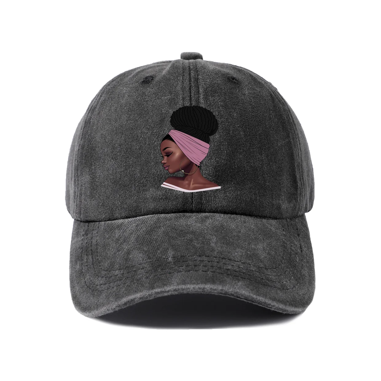 Elegant Woman Silhouette Graphic Baseball Cap, Vintage Washed Adjustable Unisex Dad Hat, Casual Gift