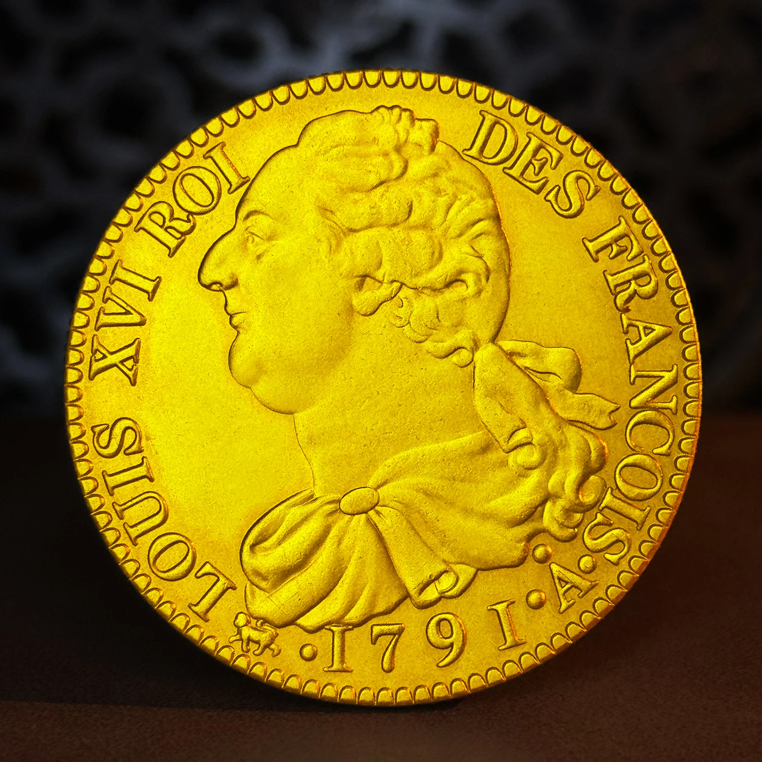 Français 1791 Louis XVI Gold Repliica Collection Pièce commémorative Lucky Angel & Coq Motif Design Médaille en métal Cadeau de vacances