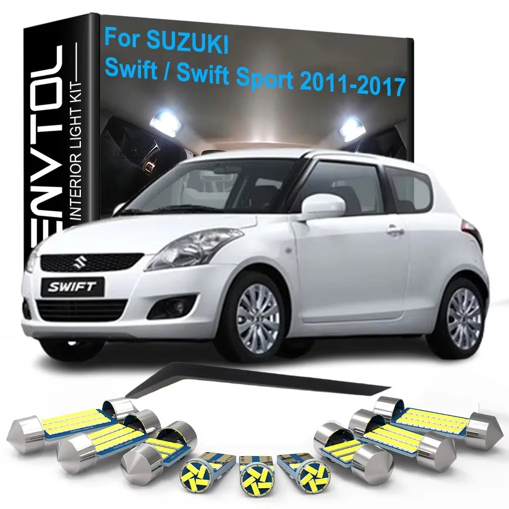 8 Uds. Lámparas LED interiores Canbus para Suzuki Swift / Swift Sport 2011 2012 2013 2014 2015 2016 2017 Kit de lámpara para maletero de lectura de cúpula de coche