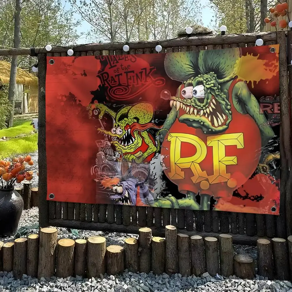Rat f-fink choppers Flags Custom Wall Hanging Background Art Banner for Bedroom Home Living Room Outdoor Decor
