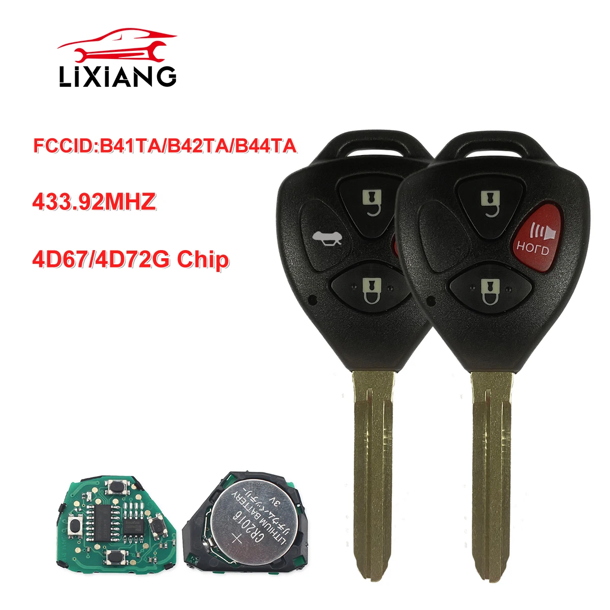 

LIXiang Buttons Remote Car Key Control For Toyota prius hilux etios vios yaris corolla FCCID：B41TA ID67/G Chip 433 MHZ