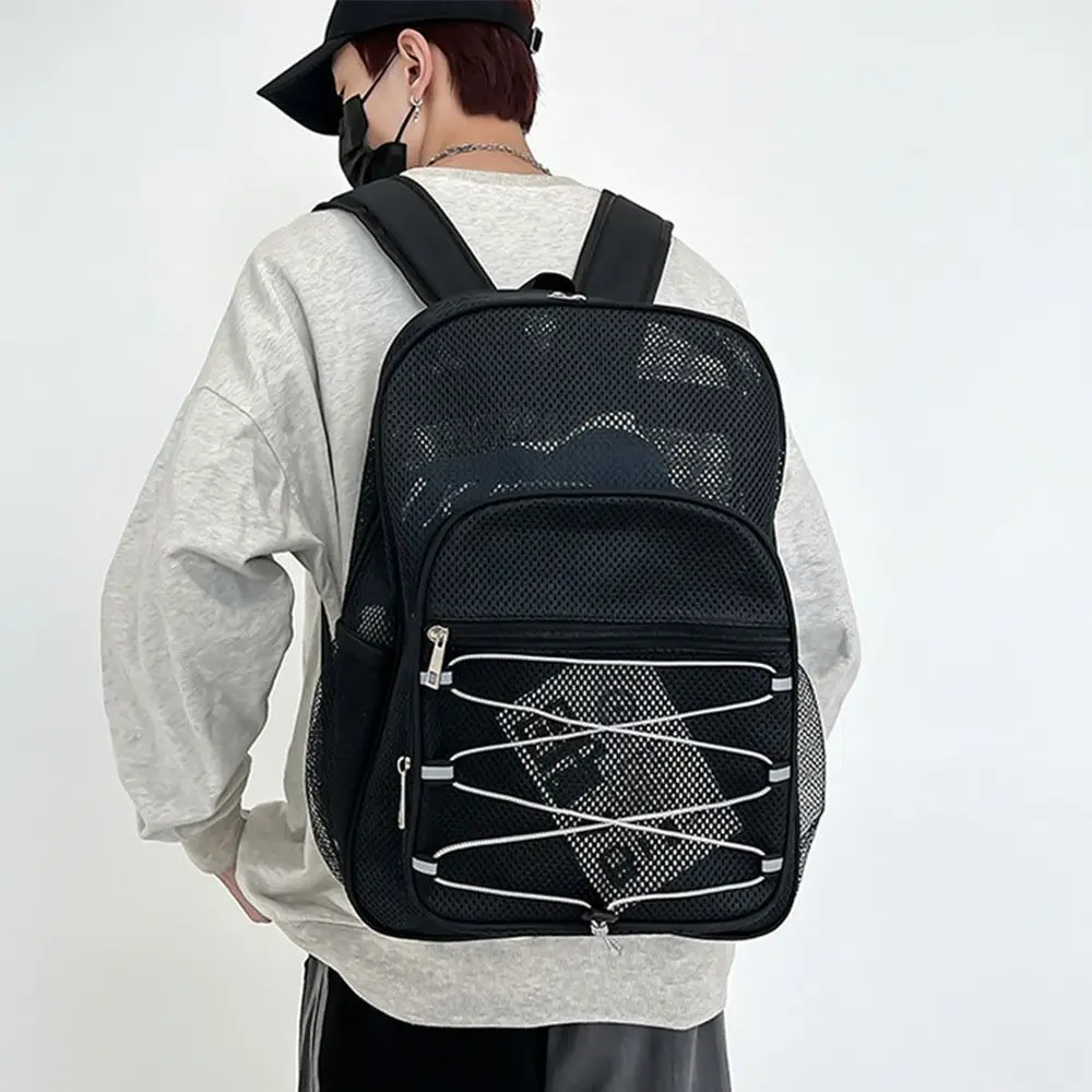 

Portable Mesh Backpack Large Capacity Zipper Closure Students School Bags Multi-compartment Comfortable College Backpack Unisex