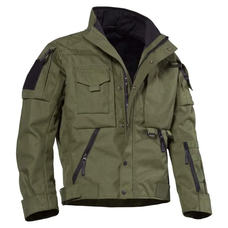 ยุทธวิธีทหาร Mens Casual Multi Pocket Scratch-proof Cargo แจ็คเก็ตชายการล่าสัตว์กลางแจ้ง Combat Army ตํารวจ Coats