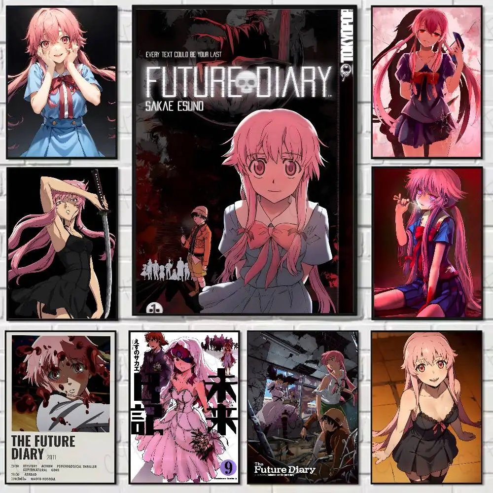 M-Mirai Nikki Tagebuch Anime Poster HD Kunst klebrige Wand wasserdicht Zuhause Wohnzimmer Schlafzimmer Bar ästhetische Dekoration