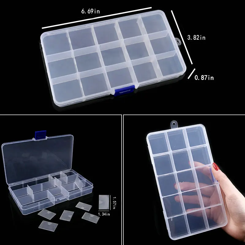 Transparante Plastic Opbergdoos Sieradendoos Compartiment Verstelbare Container Voor Kralen Oorbel Doos Voor Sieraden Rechthoek Box Case