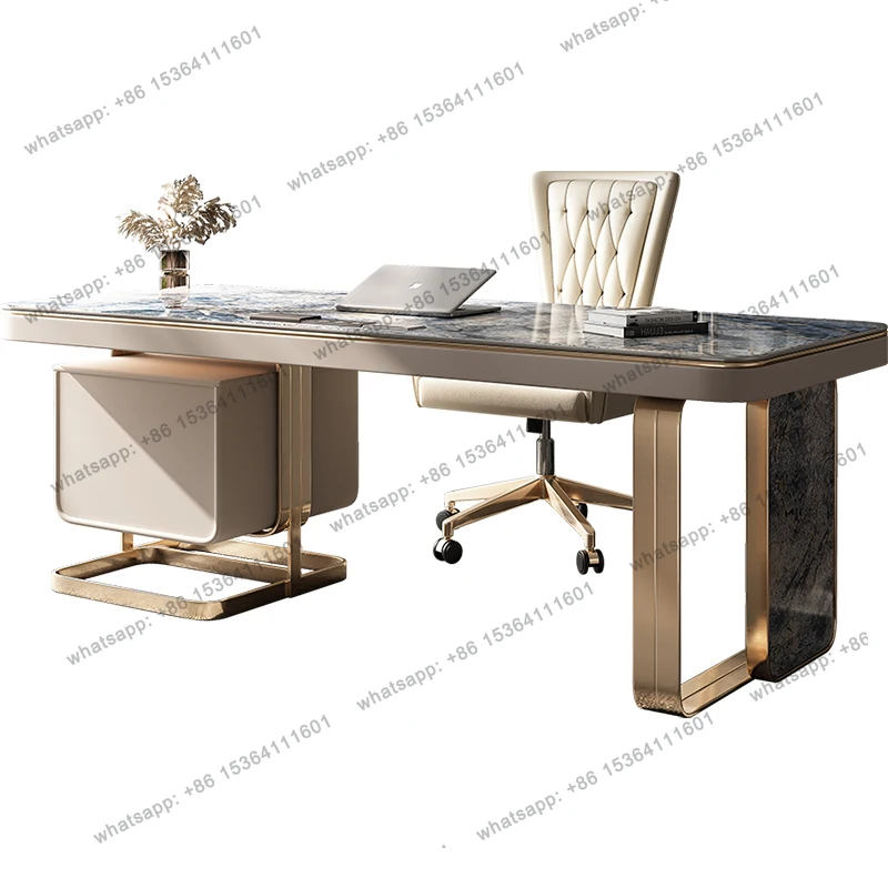 

56Italian minimalist desk home modern simple light luxury stone Italian rock slab desk