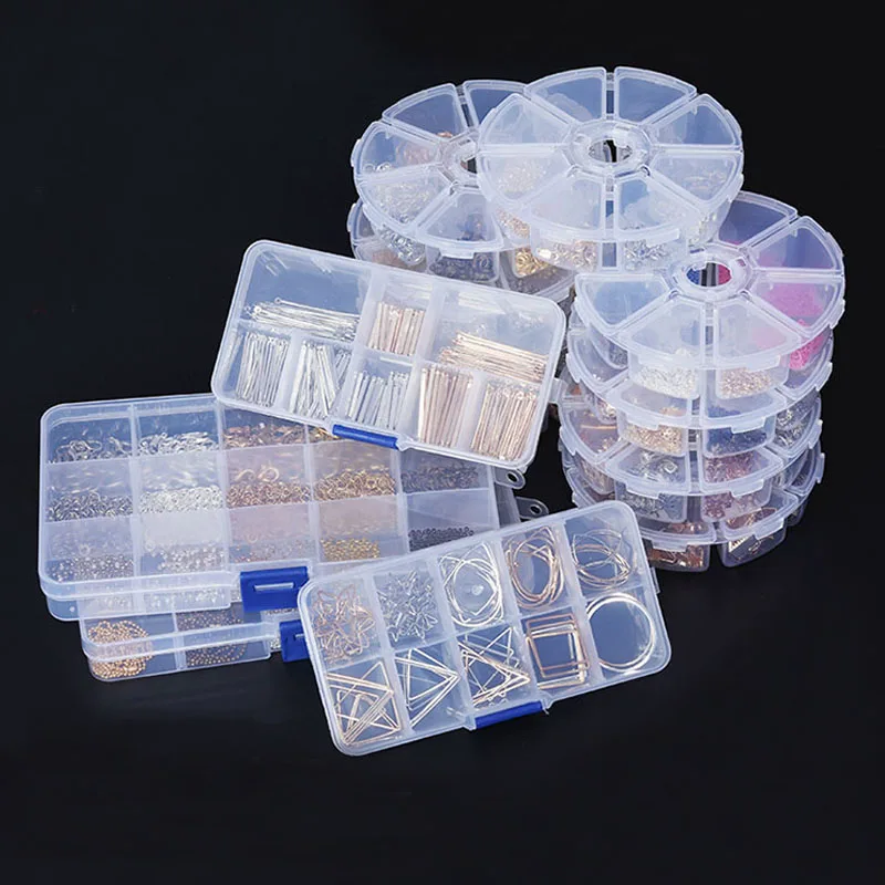 8Styles Transparent Plastic Storage Jewelry Box Plastic Compartment Adjustable Container Storage Boxes Beads Ring Organizer Case