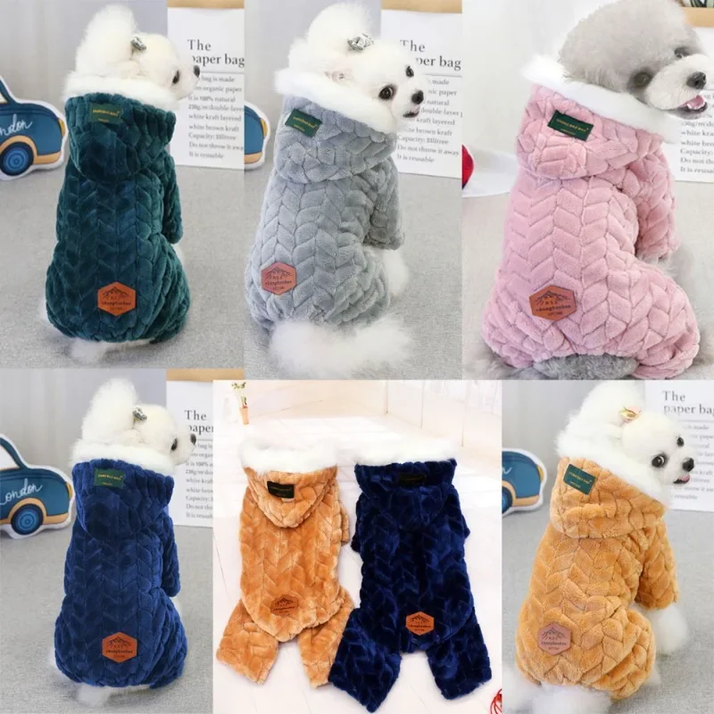 

Winter Pet Dog Clothes Thicker Polyester Cotton Coat Jumpsuit Four-legged Down Jacket For French Bulldog Puppy Chihuahua