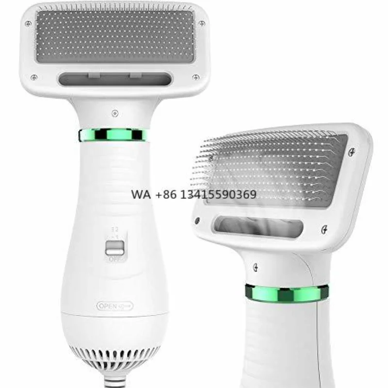 

2 in 1 Adjustable Home Dog Hair Dryer with 2 Temperatures Settings Pet Grooming Slicker Brush Made of Durable Plastic