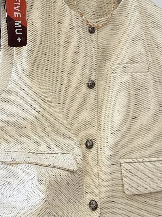 Damska okrągła kamizelka Ne Suit z poduszkami na ramionach, kardigan zapinany na guziki, odzież wierzchnia, warstwowy styl na wiosnę i jesień.