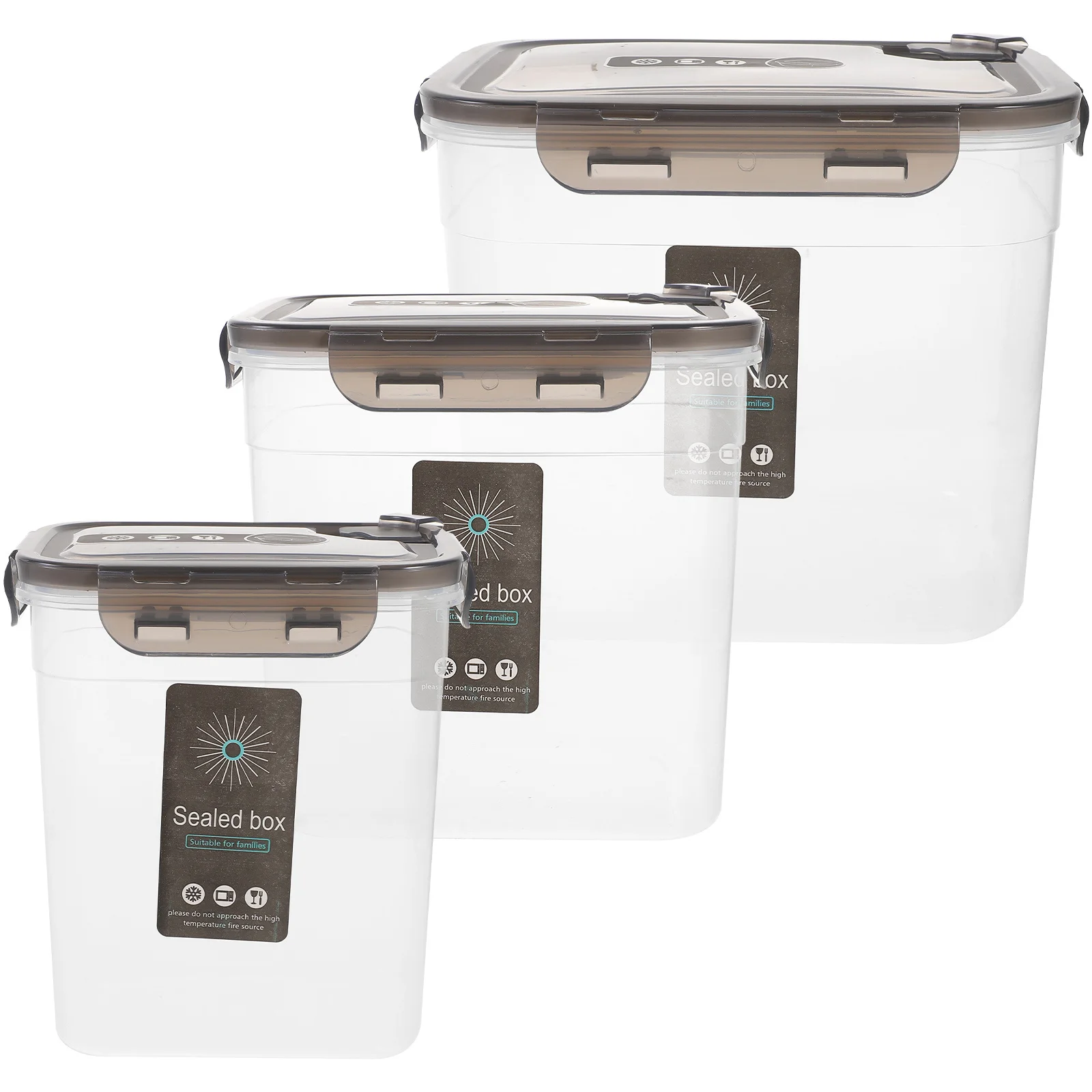 3 قطعة حاويات تخزين المواد الغذائية البلاستيكية مع أغطية صناديق شفافة قابلة للتكديس للحبوب والوجبات الخفيفة والفواكه والخضروات المختومة والرطوبة