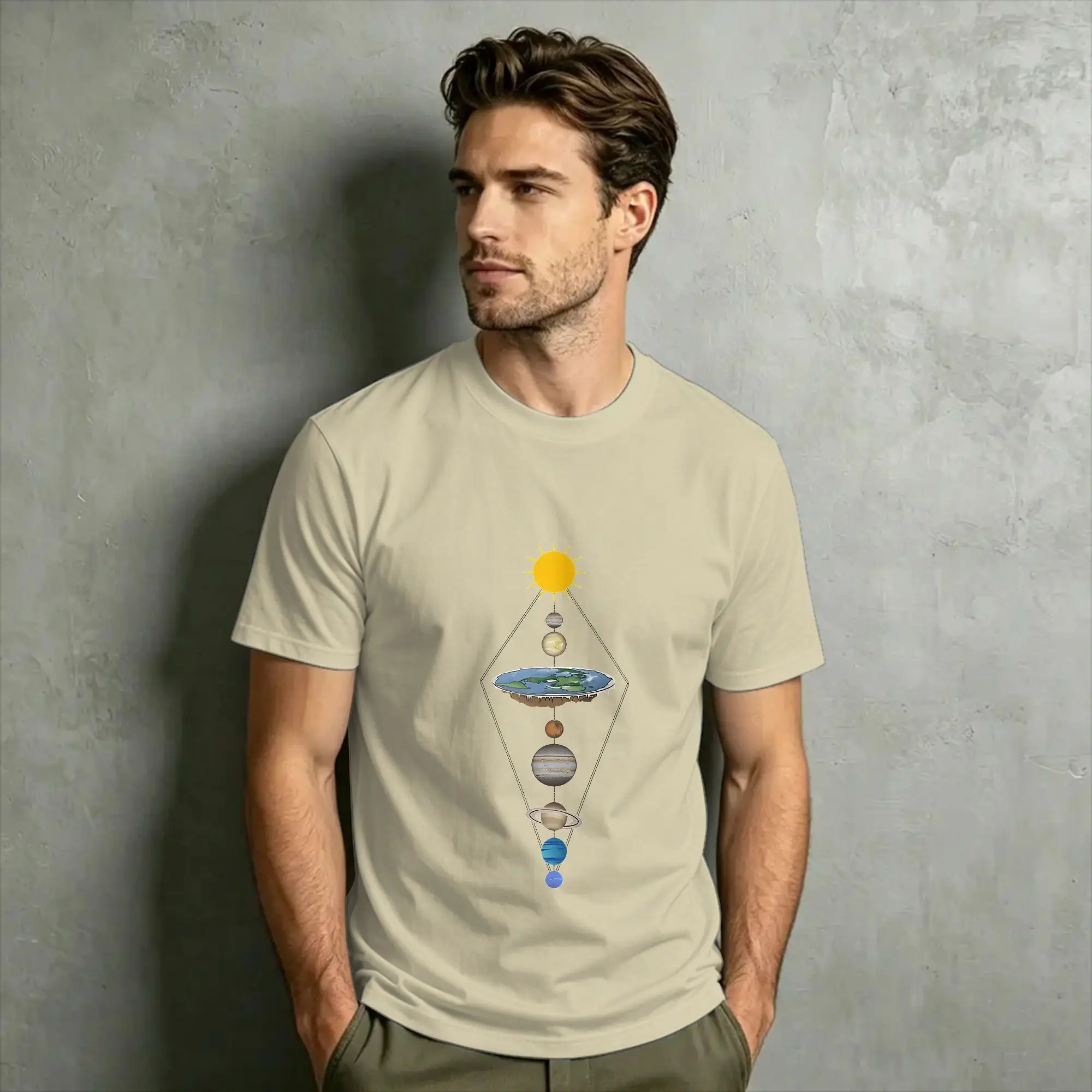 Funny Flat Earth Astronomy T Shirt Summer Well This Is Awkward Solar System Graphic Hipster Tees Short Sleeve Streetwear Tops