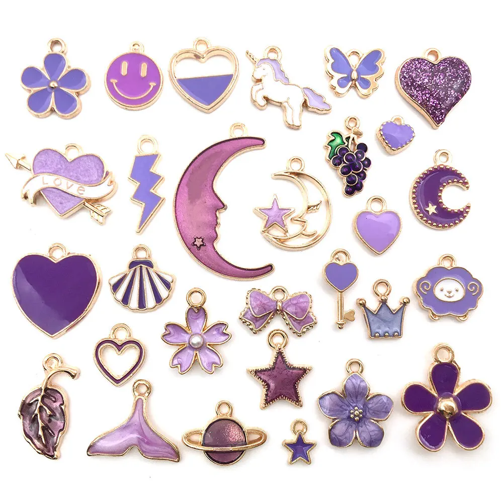 30pcs/Lot Random Mix Cute Floating Charms For Jewelry Making Supplies DIY Lockets Components Flowers Heart Charm Accessories