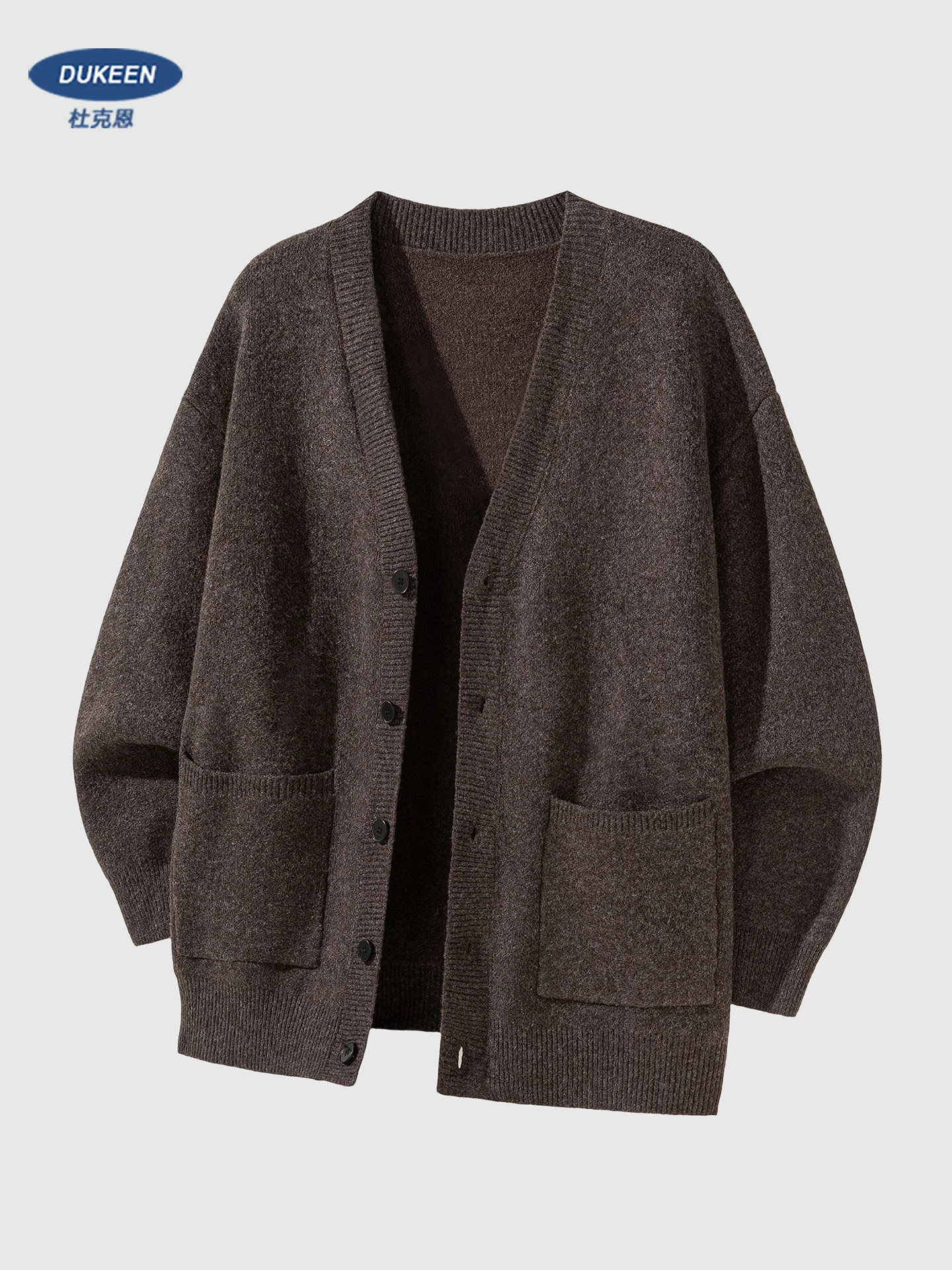 DUKEEN 750G الثقيلة نمط ميلارد الخامس الرقبة الرجال سترة الخريف والشتاء فضفاضة تناسب عادية بلون معطف شتاء