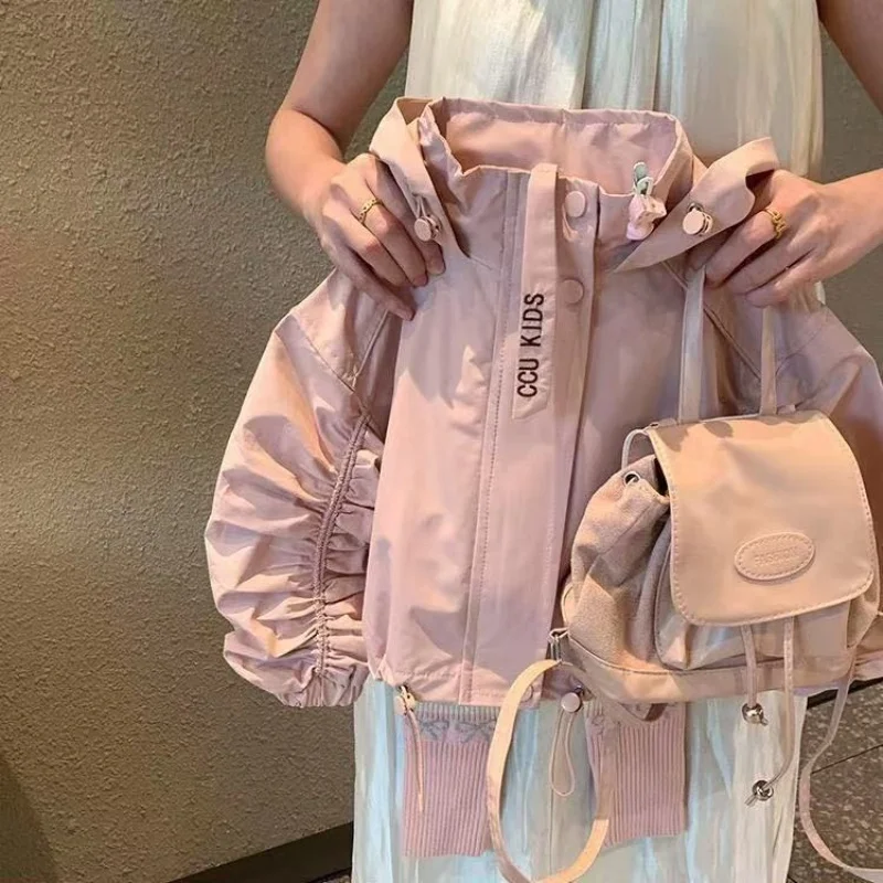 Girls Coat outerwear 2026 Spring and Autumn New Children's Jacket Fashionable Top Windproof and Wrinkled Jacket