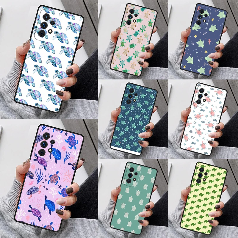 Niedliche Cartoon-Schildkröten-Handyhülle für Samsung Galaxy S25 S23 S30 S8 S21 S20 FE S24 S22 Note 10 20 S8 Plus Lite Ultra