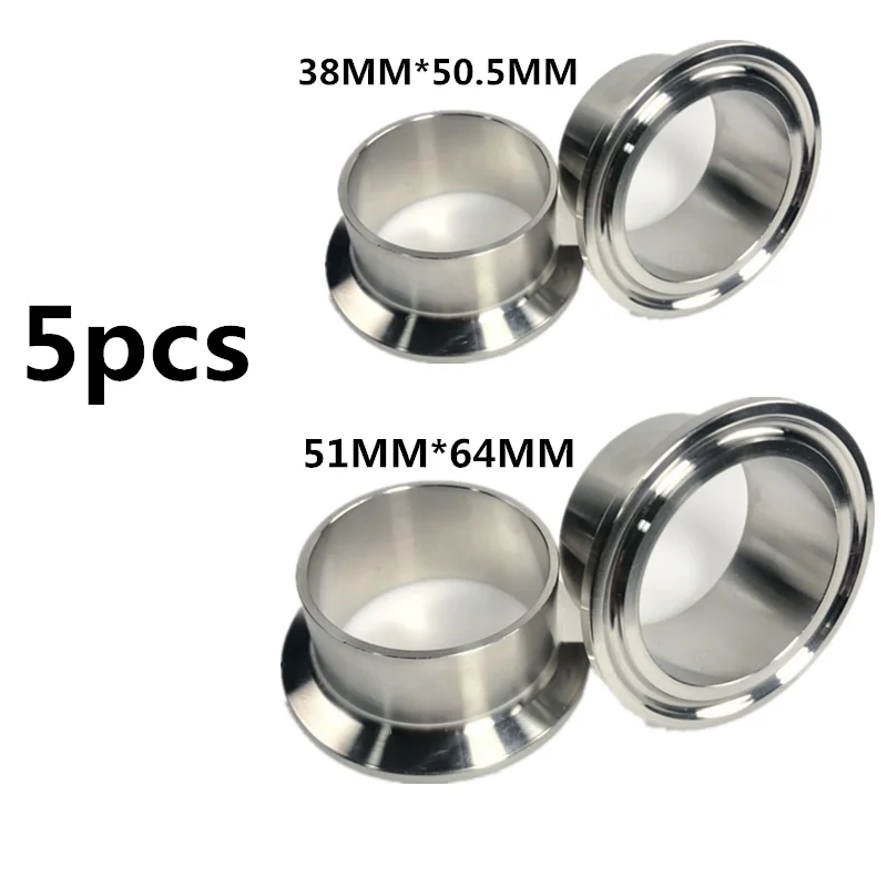 

WZJG 5PCS Sanitary Pipe Weld Ferrule Tri Clamp Type Stainless Steel Flange SUS 304