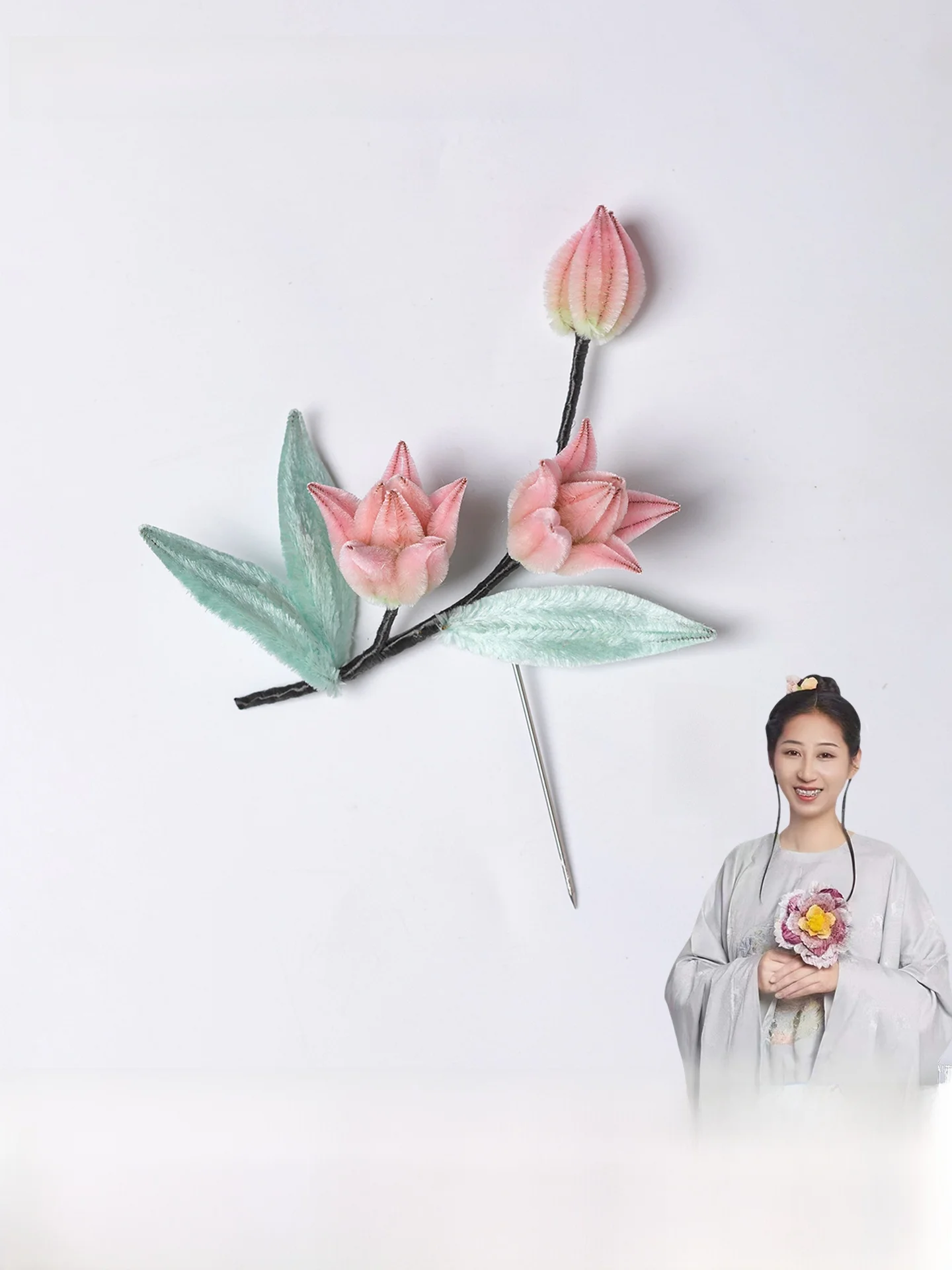handmade-silk-brocade-hairpin-traditional-chinese-accessory-unique-gift-blooming-pink-lotus-non-embedded-fashion-je