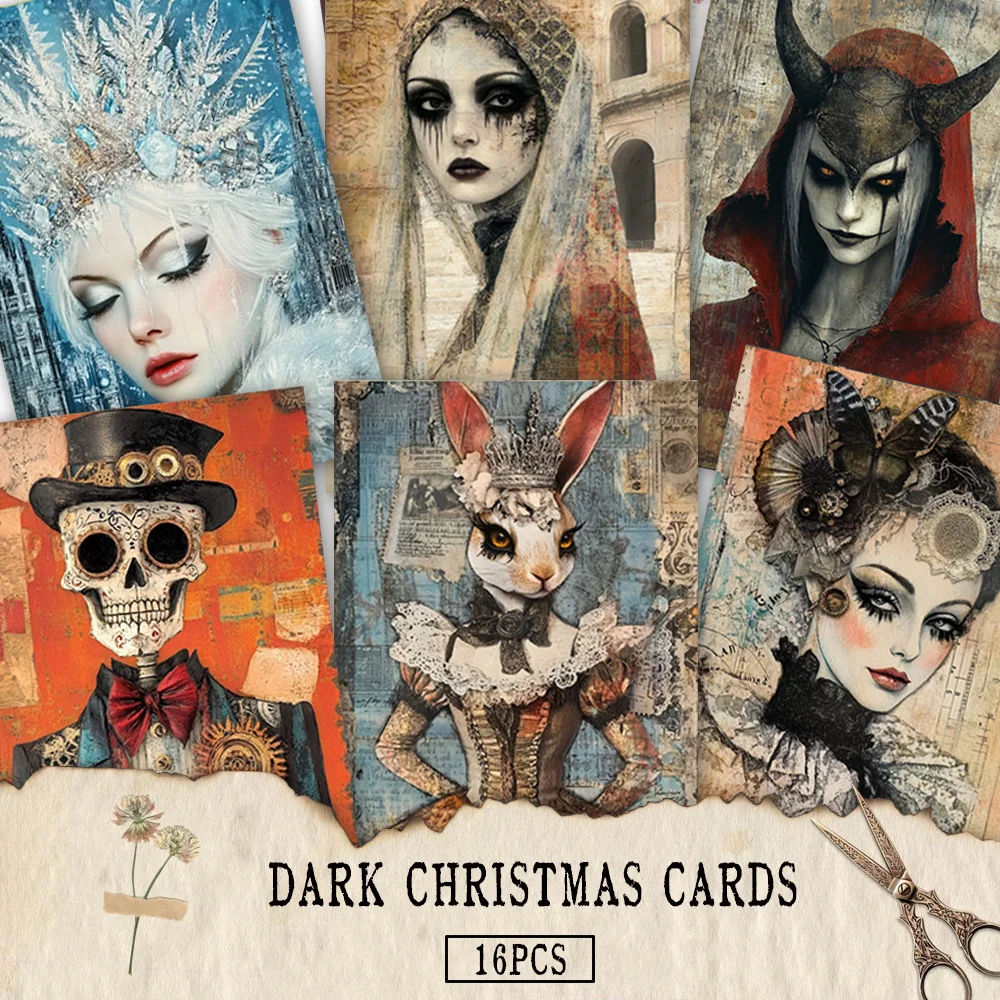 

16pcs,Dark Gothic postcards, New Year gifts, Christmas gifts, living room decoration, bedroom decoration, high-quality cardstock