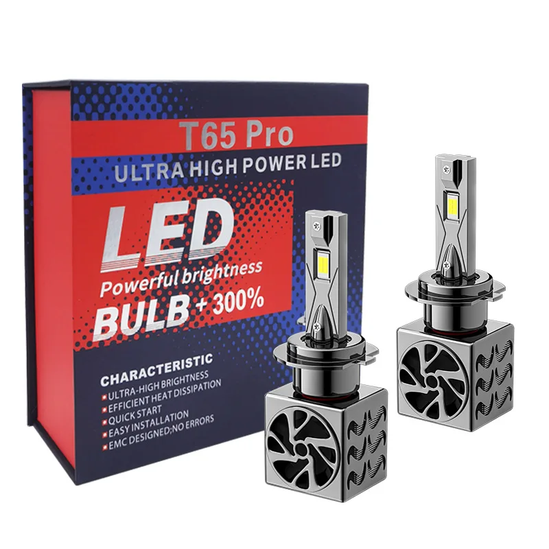New T65 80W LED Car Headlight Super Bright H1 H11 H7 Integrated H4 Far 9012   6000K Color Temperature Aluminum 12V 6500