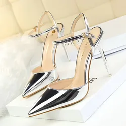 High Quality Nude Color Ladies High Heels 2024 Classic One Word Buckle Women's Pumps Fashion Pointed Toe Elegant Dress Shoes