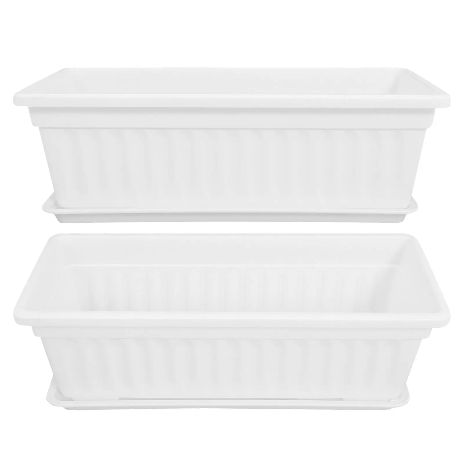 2 Pcs Large Rectangular Planting Pots Thickened Plastic Flower Pots for Balcony Garden Outdoor Window Boxes Planter Containers