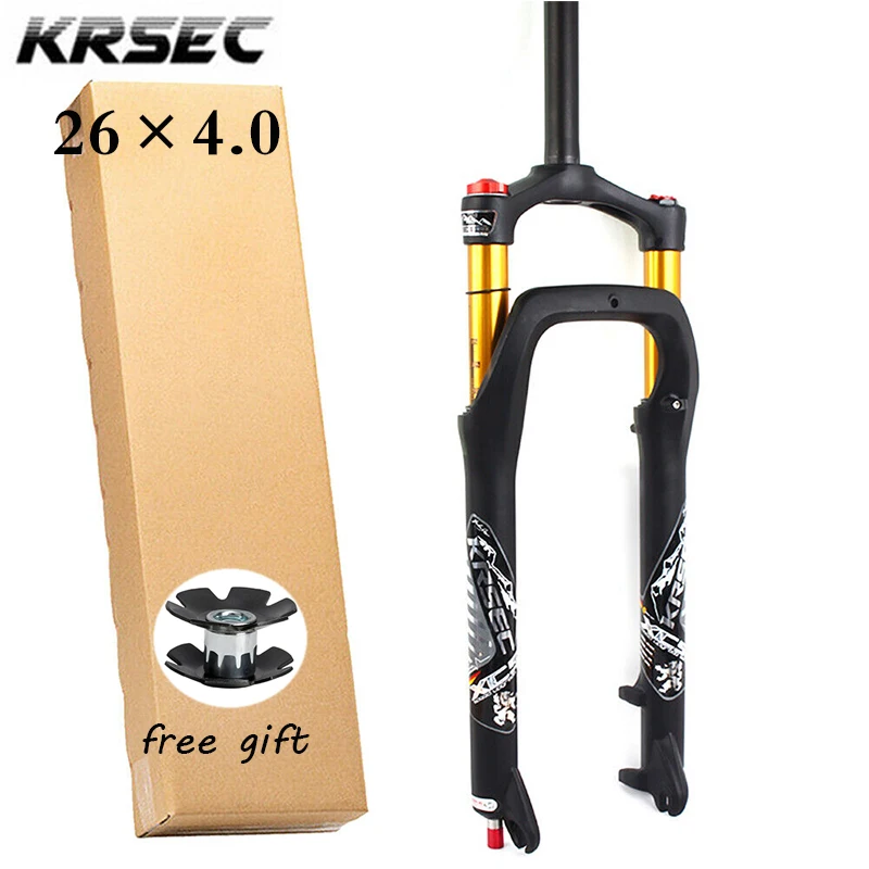 

KRSEC Bicycle Fat Fork 26*4.0 Inch Mountain Bike Fork 135mm Spacing Air Suspension MTB Forks with ABS Adjustment Bike Part