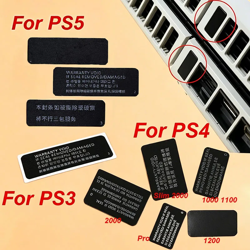 5/10PC Replacement For PS4 1000 11XX 1200 20xx Slim Pro Housing Host Warranty Sticker For PS5 PS3 Console Case Shell Label Seal